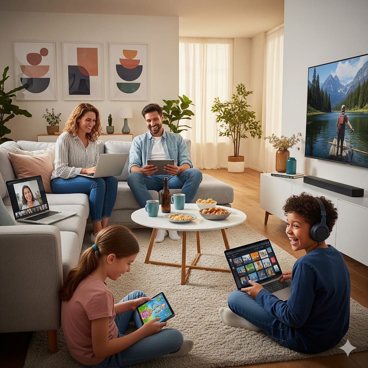 Illustration representing fiber internet to home